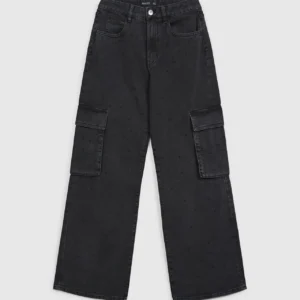 Jeans cargo con strass
